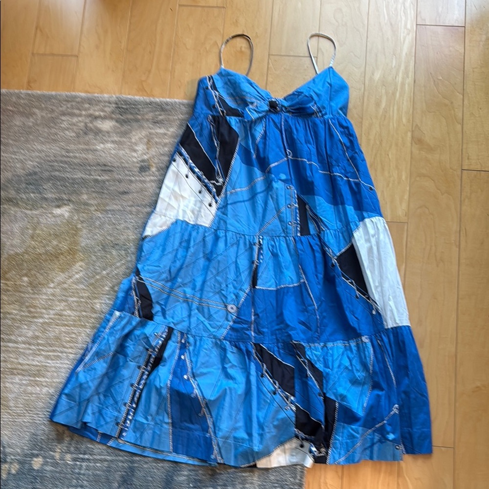 J. Crew Blue and White Patterned Dress